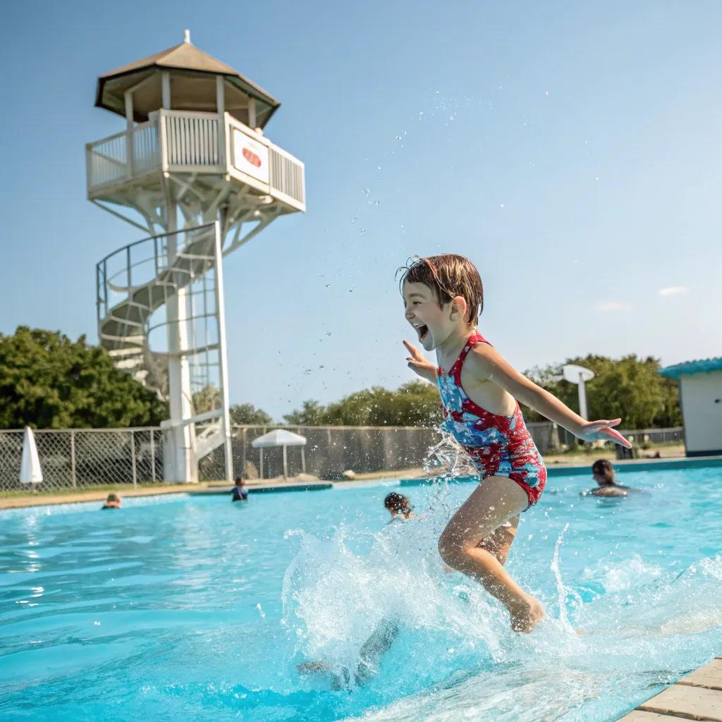 Child learning to swim in the pool